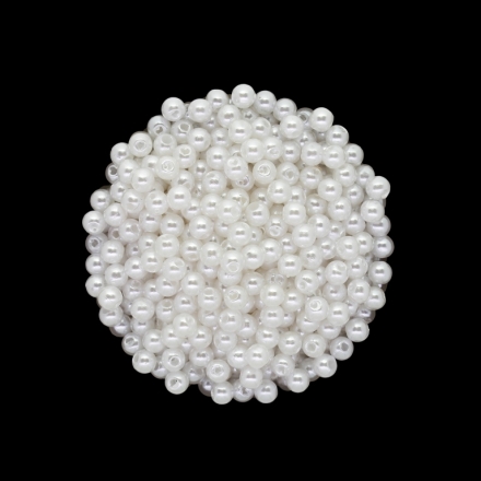 ACRYLIC IMITATION PLASTIC PEARLS - BALL - 4mm WHITE 01 - 50g Hole-1.5mm (1830 pcs.)