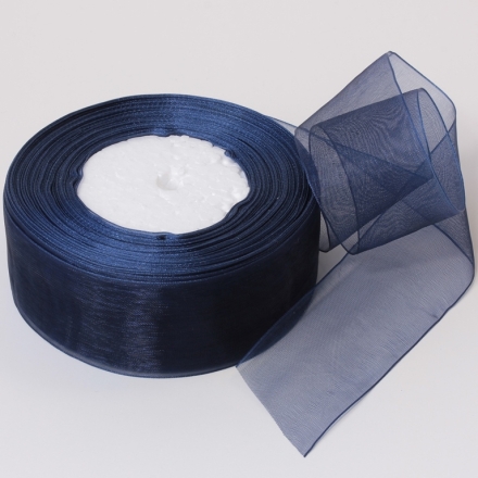 ORGANZA RIBBON 4.0cm - BLUE (DARK) 038 - 50yards(45m)