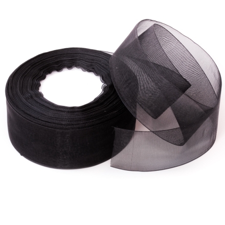ORGANZA RIBBON 4.0cm - BLACK 039 - 50yards(45m)
