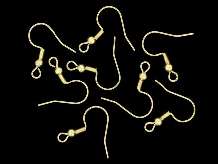 METAL ELEMENTS - EARRING FINDINGS - WIRE HOOK - STEEL 304 - 18x19x3mm GOLD COLOR - 100pcs. Hole-2.2mm