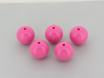 OPAQUE PLASTIC BEADS - BALL - 20mm PINK (DARK) ВА06 - 50g Hole-2.8mm (11pcs.)