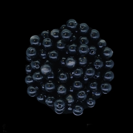 RESIN PLASTIC BEADS - CAT'S EYE - BALL - 8mm BLACK - 50pcs. Hole-1.5mm