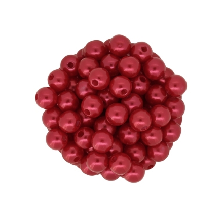 ACRYLIC IMITATION PLASTIC PEARLS - BALL - 8mm RED 41 - PACKAGE 500g Hole-2.5mm (2100 pcs.)