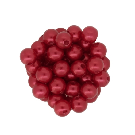 ACRYLIC IMITATION PLASTIC PEARLS - BALL - 10mm RED 41 - PACKAGE 500g Hole-2.8mm (990 pcs.)