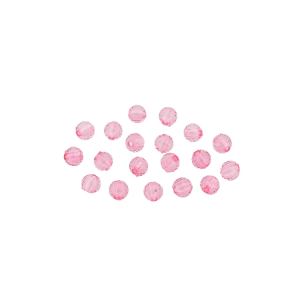 TRANSPARENT PLASTIC BEADS - BALL FACETED - 6mm PINK V04 - 50g Hole-1.8mm (440pcs.)