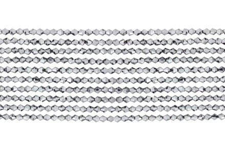 GLASS BEADS - CRYSTALS METALLIC - BICONES - 6x6mm SILVER 110 - PACKAGE (10x50pcs.) Hole-1.2mm
