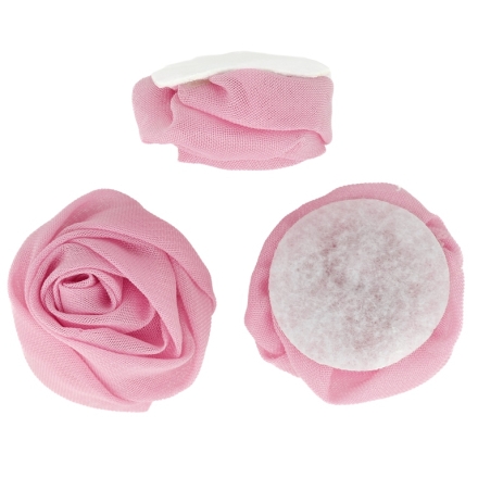 TEXTILE BEADS - CHIFFON - ROSE FOR GLUING - 36mm PINK (DARK) 096 - 5 pcs.