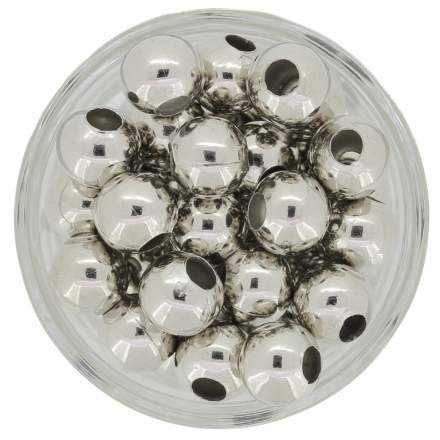 METAL BEADS FOR STRINGING - BALL - 10mm NICKEL - 25pcs. Hole-3.8mm