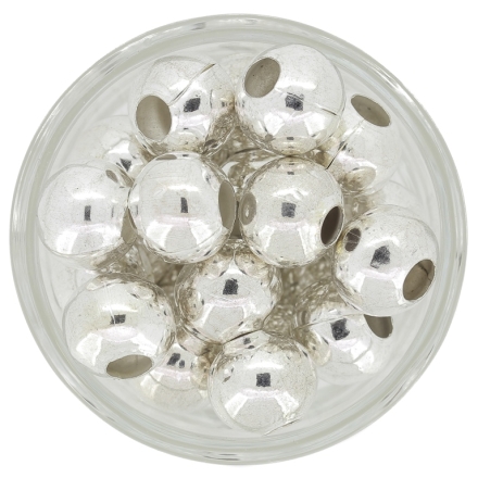 METAL BEADS FOR STRINGING - BALL - 12mm SILVER - 150pcs. Hole-4.5mm