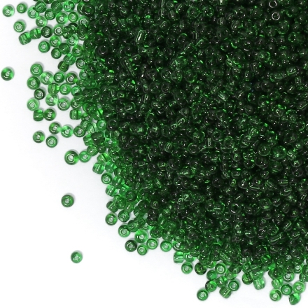 GLASS SEED BEADS - BALL 2mm - TRANSPARENT - GREEN 7В - 50g Hole-0.8mm