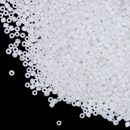 GLASS SEED BEADS - BALL 2mm - OPAQUE - WHITE 41 - 50g Hole-0.8mm