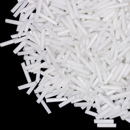 GLASS SEED BEADS - BUGLES 9x2mm - THICK - WHITE 41 - 50g Hole-0.8mm