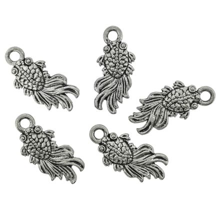 МЕТАЛНИ МЪНИСТА - ВИСУЛКА - РИБА 01 - 8х18х3.3мм НИКЕЛ - 110 бр. Отвор-2.0мм