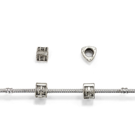 PANDORA TYPE - METAL - LETTER H PYRAMID - 8x9x9mm NICKEL - 10pcs. Hole-5.0mm