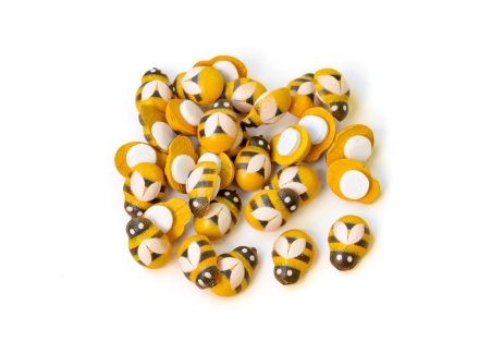 WOODEN BEE WITH STICKER - 9x13x4mm YELLOW - 20pcs.