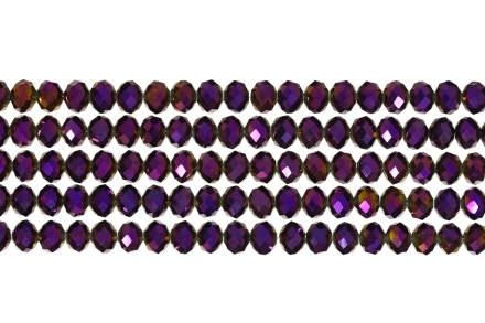 GLASS BEADS - FACETED RONDELLE CRYSTALS - 8x6mm - METALLIC - PURPLE 115 - PACKAGE (5x66pcs.) Hole-1.5mm