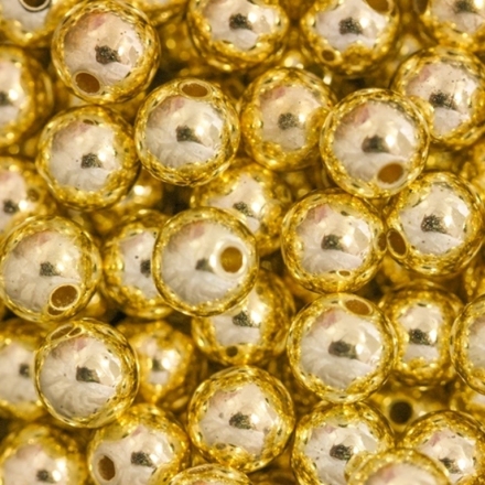 METAL PLATED PLASTIC / CCB BEADS - BALL - 8mm GOLD - PACKAGE 500g Hole-2.2mm (1700pcs.)