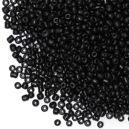 GLASS SEED BEADS - BALL 3mm - OPAQUE - BLACK 49 - 50g Hole-1.0mm
