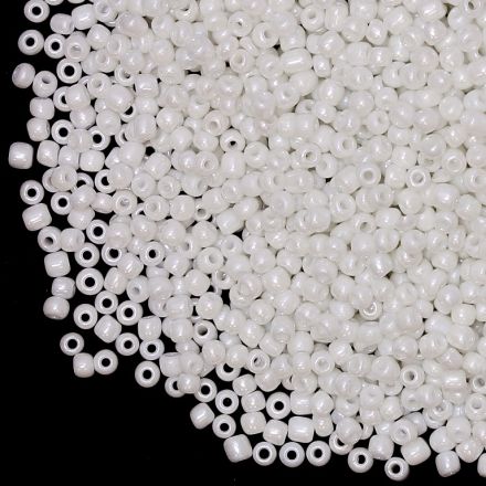 GLASS SEED BEADS - BALL 3mm - OPAQUE GLOSS - WHITE 121 - 50g Hole-1.0mm