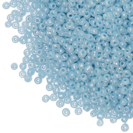 GLASS SEED BEADS - BALL 3mm - CEYLON - BLUE (LIGHT) 143 - 50g Hole-1.0mm