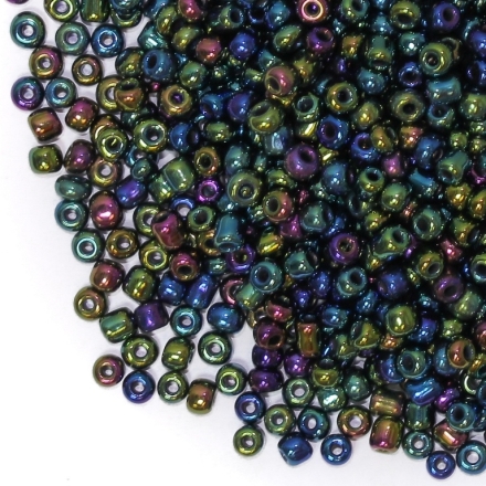 GLASS SEED BEADS - BALL 4mm - IRIS - MIX 605 - 50g Hole-1.5mm
