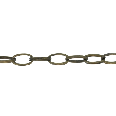 METAL CHAIN - CABLE OVAL FLAT - 1.2x9x5mm ANTIQUE BRONZE - 1meter