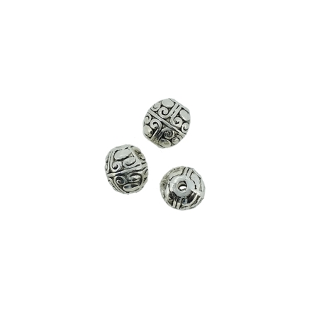 METAL BEADS - OVAL RELIEF 01 - 8x7mm NICKEL - 10pcs. Hole-1.5mm