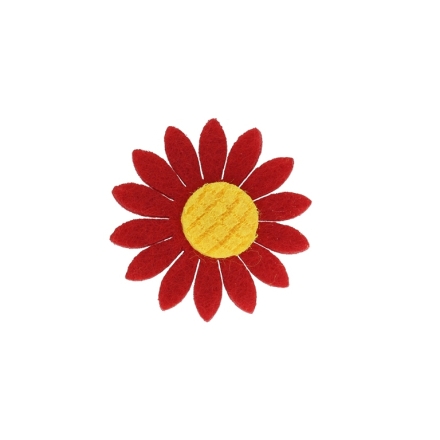 TEXTILE BEADS - FELT - FLOWER 01 - 38mm RED - PACKAGE 25pcs.