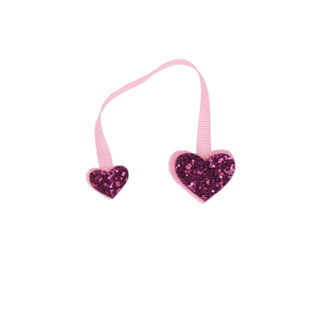TEXTILE BEADS - FELT - HEARTS WITH RIBBON 01 - 150x30mm PINK - PACKAGE 20pcs.
