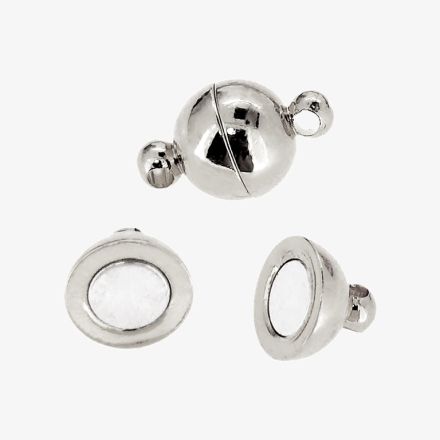 МЕТАЛНИ ЕЛЕМЕНТИ - ЗАКОПЧАЛКА МАГНИТ - ТОПЧЕ - 10х16мм НИКЕЛ - ПАКЕТ 25 бр. Отвор-1.5мм