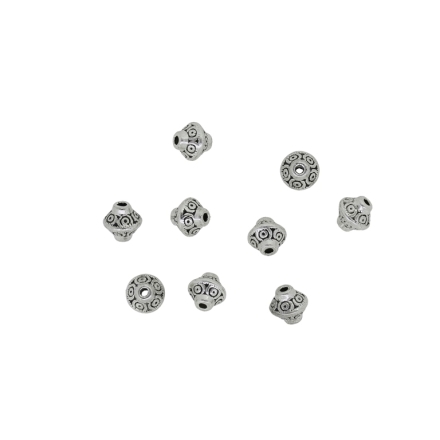 METAL BEADS - BICONUS RELIEF CIRCLES - 6.5x6.5mm NICKEL - 15pcs. Hole-1.4mm