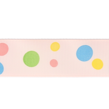 GROSGRAIN RIBBON - PRINT - POINTS 02 - 25mm PINK AND MIX - 50yards(45m)