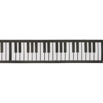 GROSGRAIN RIBBON - PRINT - PIANO KEYS 01 - 25mm GRAY (DARK) AND WHITE - 50yards(45m)