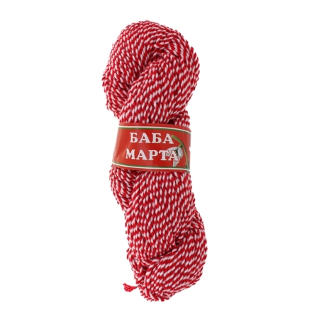 YARN - BABA MARTA 50 - WHITE-RED - 120m - ACRYLIC - 1 skein