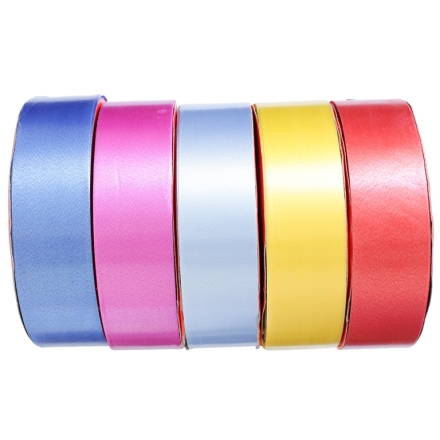 DECORATIVE RIBBON FOR FLOWERS AND PACKAGING - PVC - MONOCHROME - 2.8cm MIX 01 - PACKAGE 5x12meters