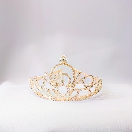 JEWELRY - ACCESSORY FOR HAIR - TIARA - METAL AND CRYSTALS - MODEL 12 - ROSE GOLD - 1pc.