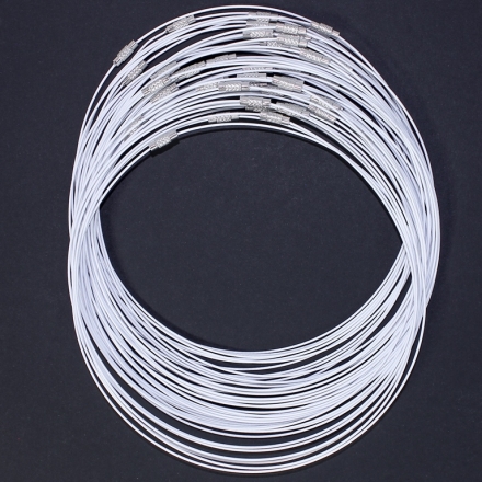 STRING WITH CLASP - STEEL CORD 1mm - NECKLACE - 145mm WHITE 22 - PACKAGE 50pcs.