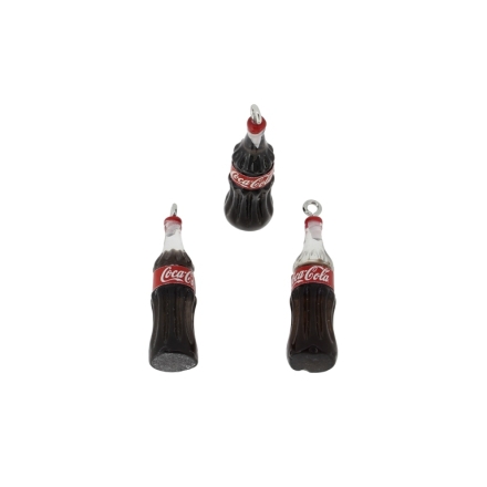 PLASTIC BEADS - RESIN 3D - PENDANTS - SOFT-DRINK 01 - 10x38mm BLACK AND RED - PACKAGE 30pcs. Hole-2.2mm