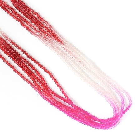 GLASS BEADS - FACETED RONDELLE CRYSTALS - 2mm - MULTICOLORED - RED (DARK)-ECRU-CYCLAMEN - STRING (180pcs.) Hole-0.8mm