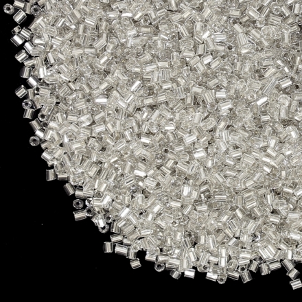 GLASS SEED BEADS - 2 CUT 2х2mm - SILVER THREAD - WHITE 21 - 50g Hole-0.8mm