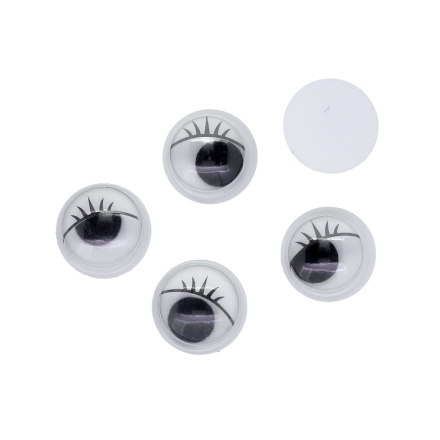 MATERIALS FOR CRAFT AND DECORATION - WIGGLE EYES WITH EYELASHES 01 - 10x4mm WHITE - 50pcs.