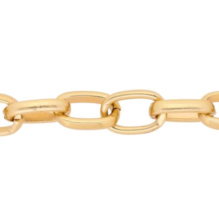 МЕТАЛЕН СИНДЖИР - АЛУМИНИЙ - CABLE OVAL FLAT ПЛЕТКА - 3.5х12х17мм ЗЛАТИСТО Т. - 1метър