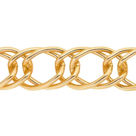 МЕТАЛЕН СИНДЖИР - АЛУМИНИЙ - DOUBLE LINK CURB ПЛЕТКА - 2х17х23мм ЗЛАТИСТО Т. - 1метър