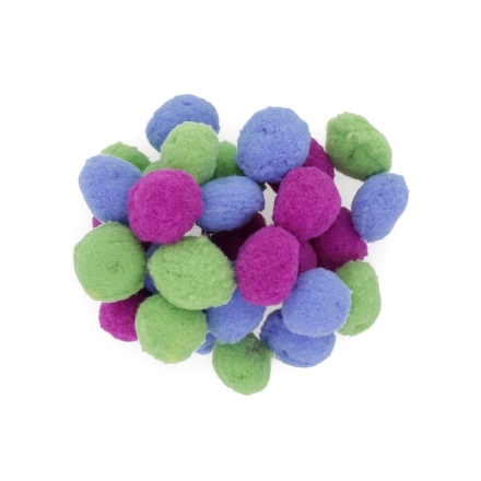 TEXTILE BEADS - POMPON POLYESTER - 18-20mm MIX - (GREEN-BLUE-CYCLAMEN) - PACKAGE 100pcs.