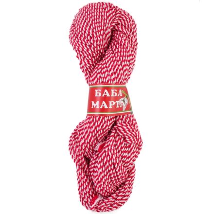YARN - BABA MARTA LAME 60 - 3mm - WHITE-RED-SILVER - 120m - ACRYLIC AND LAME - 1 skein