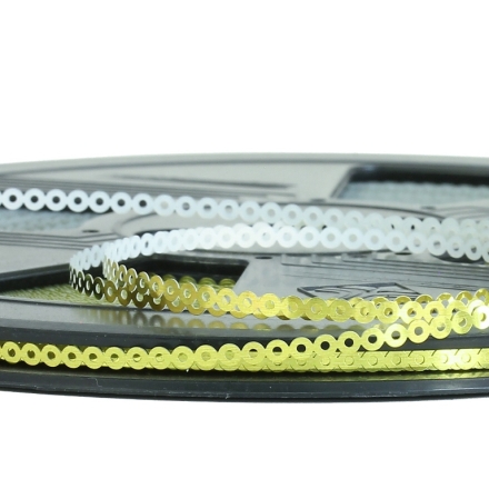 SEQUIN RIBBON - CIRCLE 01 FLAT - METALLIC - 3mm TOBACCO 045 - ROLL 70meters Hole-1.0mm