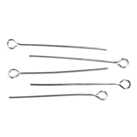 METAL ELEMENTS - EYE HEAD PINS - 30x0.7mm SILVER COLOR - 50g Hole-2.0mm (440pcs.)