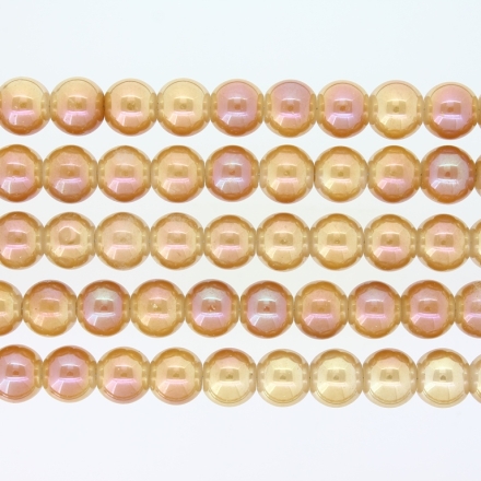 GLASS BEADS ON A STRING UV - BALL - SOLID - 8mm - BROWN AND YELLOW (АВ) - PACKAGE (5х100 pcs.) Hole-1.3mm