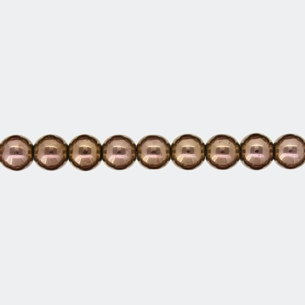 GLASS BEADS ON A STRING UV - BALL - METALLIC - 8mm - BROWN (DARK) - STRING (100 pcs.) Hole-1.3mm