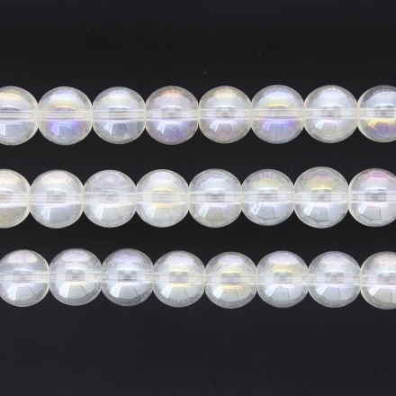 GLASS BEADS ON A STRING UV - BALL - TRANSPARENT - 10mm - TRANSPARENT (АВ02) - PACKAGE (3х80 pcs.) Hole-1.3mm